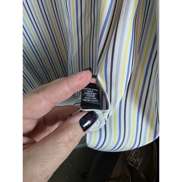 Brooks Brothers x Thomas Mason Superfine Shirting Striped Shirt Italy Sz 17-1/2 - Picture 7 of 10